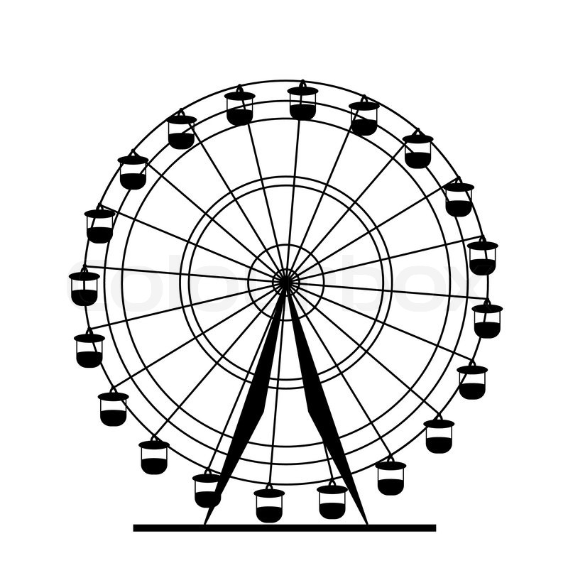 800x800 Silhouette Atraktsion Colorful Ferris Wheel. Vector Illustration