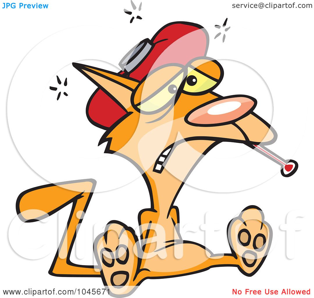 1080x1024 Royalty Free (Rf) Clip Art Illustration Of A Cartoon Sick Cat