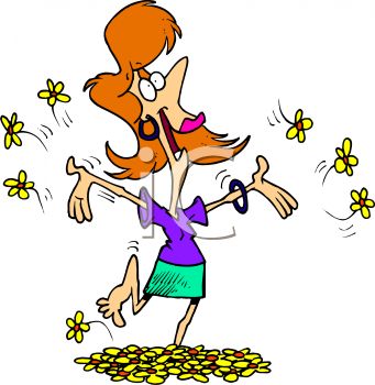 341x350 Royalty Free Clipart Image Lady With Spring Fever Running