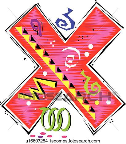 410x470 Clipart Of Fiesta I Letter X U16607284