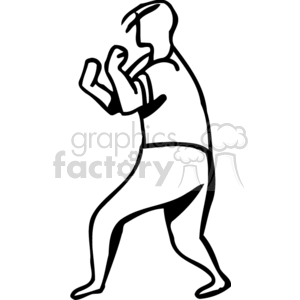 300x300 Royalty Free A Black And White Image Of A Man Ready To Fight