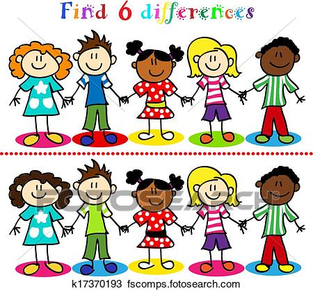 450x419 Clipart Of Difference Game With Kids Stick Figures K17370193