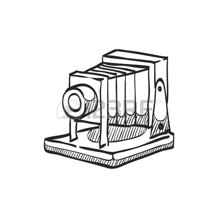 450x450 Large Format Camera Icon In Doodle Sketch Lines. View Field Sheet