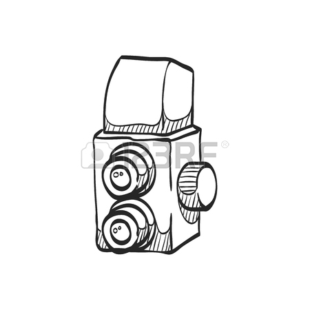 450x450 Camera Icon In Doodle Sketch Lines. Vintage Retro Photography