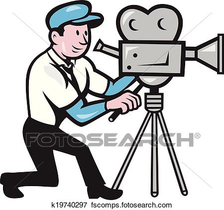 450x422 Clip Art Of Cameraman Vintage Film Movie Camera Side Cartoon
