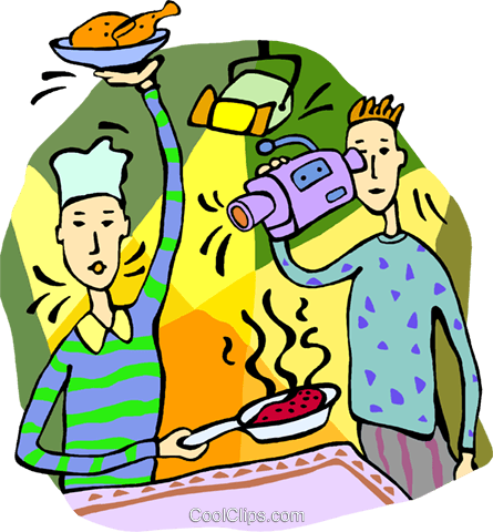 445x480 Filming A Cooking Show Royalty Free Vector Clip Art Illustration