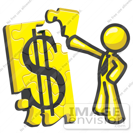 450x450 Clip Art Graphic Of A Yellow Guy Character Assembling A Financial