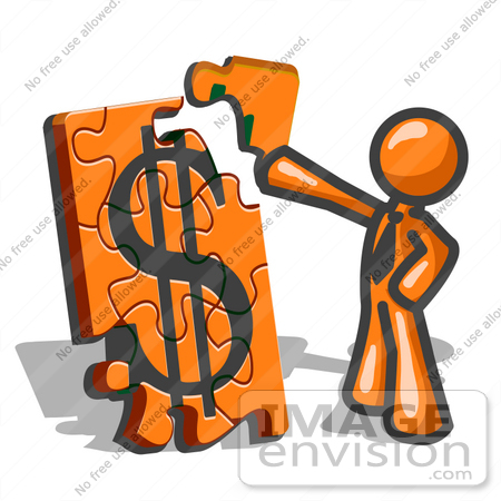 450x450 Clip Art Graphic Of An Orange Guy Character Fitting A Corner Piece