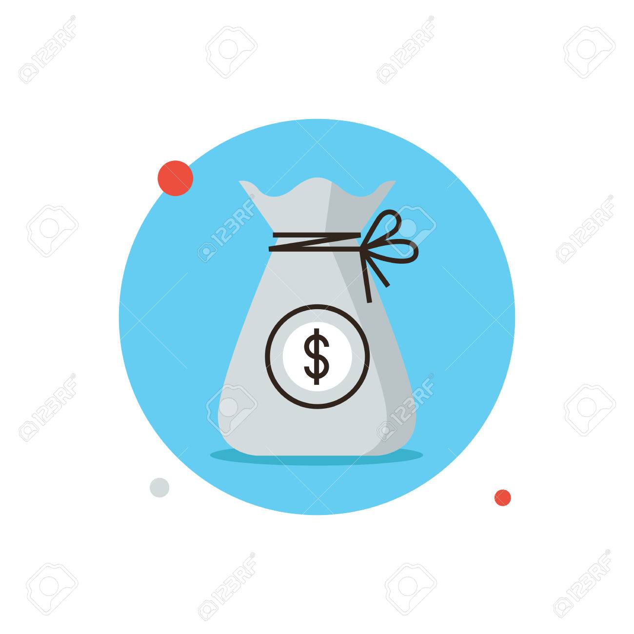 1300x1300 Thin Line Icon With Flat Design Element Of Bag Of Money, Financial