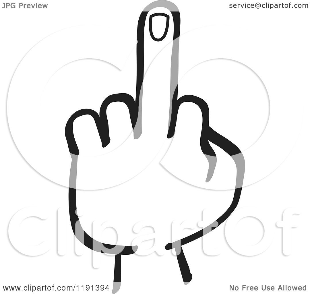 1080x1024 Clipart Of A Black And White Hand Holding Up A Middle Finger
