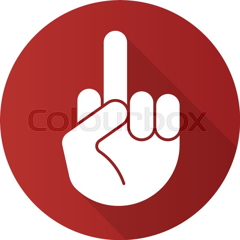 800x800 Middle Finger Up Flat Design Long Shadow Icon. Flipping Off Hand