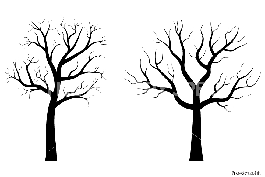 870x579 Black Tree Silhouettes Clipart, Fingerprint Trees Clip Art By