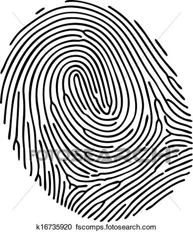 390x470 Clipart Of Vector Black Fingerprint On White Background K16735920