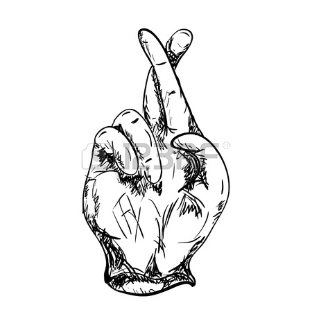 450x450 Drawing Crossed Fingers Illustration On White Background