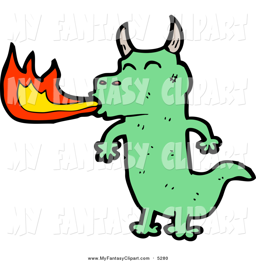 1024x1044 Clip Art Of A Green Dragon Breathing Fire By Lineartestpilot