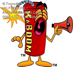 300x276 Illustration Cartoon Fire Cracker Holding A Megaphone
