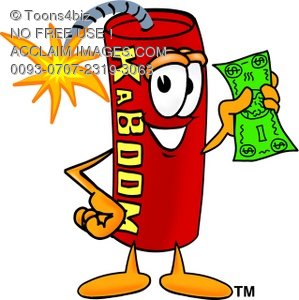 299x300 Toons4biz Cartoon Firecracker Holding Money