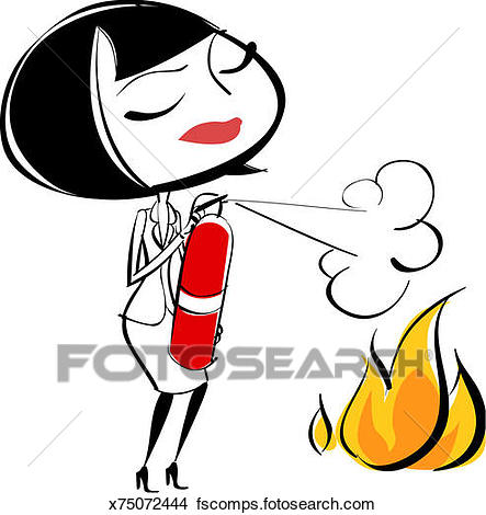 443x470 Drawings Of Woman Using Fire Extinguisher To Put Out Fire