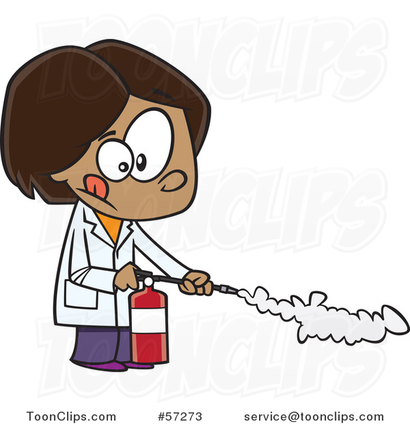 581x600 Cartoon Indian School Girl Using A Fire Extinguisher In Science