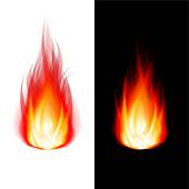 170x170 Clip Art Of Fire. Realistic Flames On A Black Background