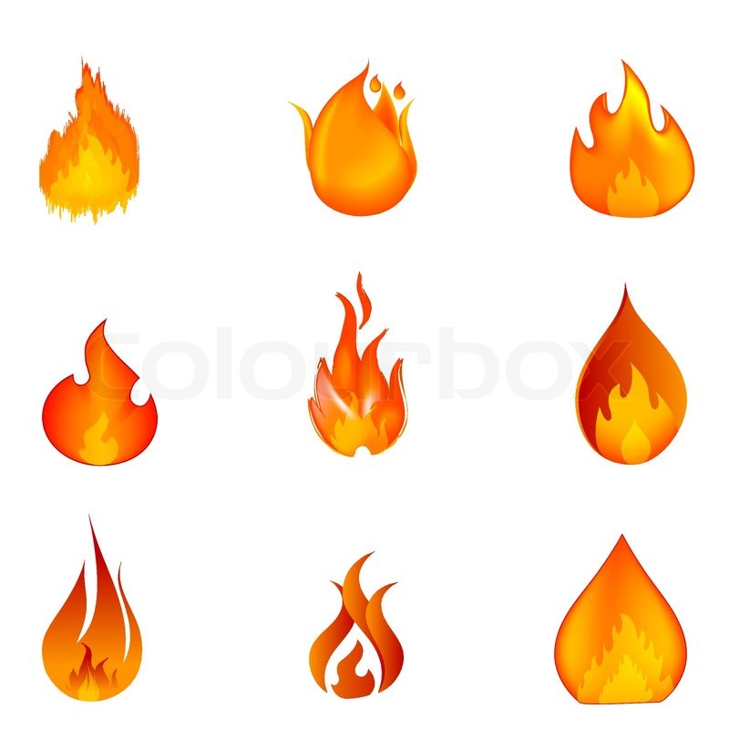 800x800 Illustration Of Shapes Of Fire On White Background Stock Vector