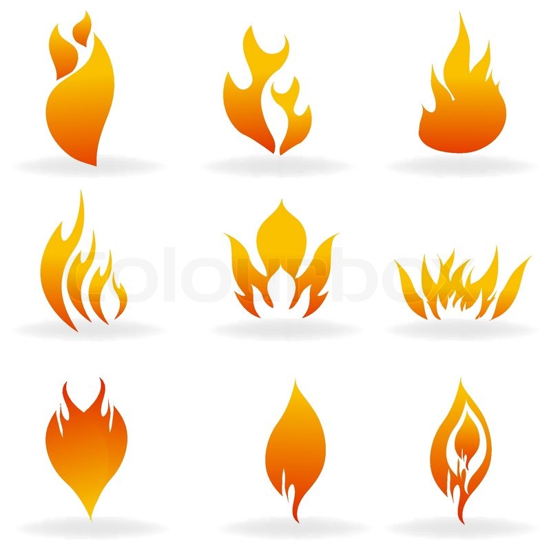 800x800 Illustration Of Shapes Of Fire With White Background Stock