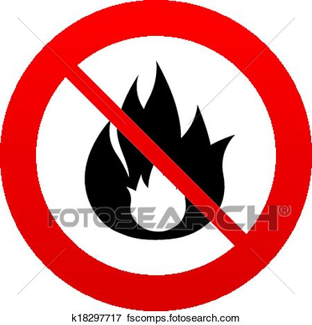 450x470 Clip Art Of No Fire Flame Sign Icon. Fire Symbol. K18297717