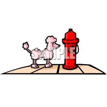 350x349 Cartoon Poodle Standing By A Fire Hydrant