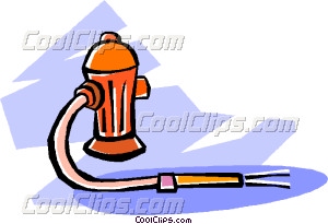 300x205 Fire Hydrant With Hose Vector Clip Art