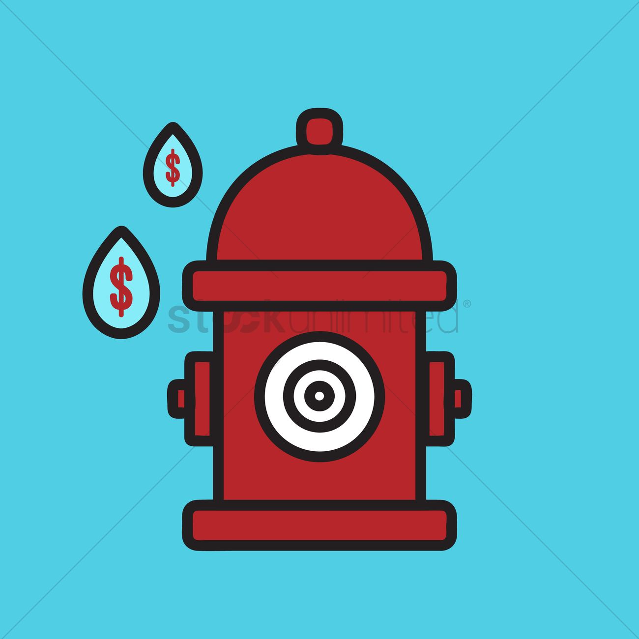 1300x1300 Fire Hydrant With Water Drops Vector Image