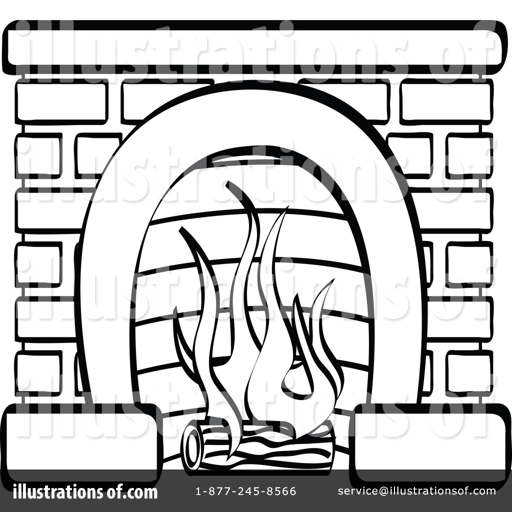 1024x1024 Fireplace Clipart Black And White