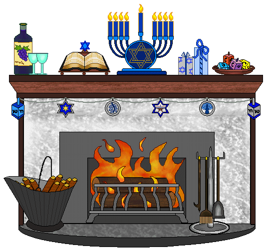 541x499 Fireplace Clip Art Hanukkah Decorated Menorah And Ts