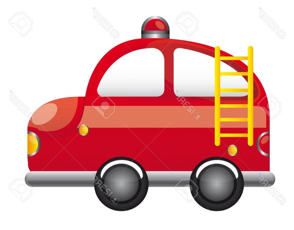 1024x802 Top 10 Red Fire Truck With Ladder Cartoon Vector Illustration