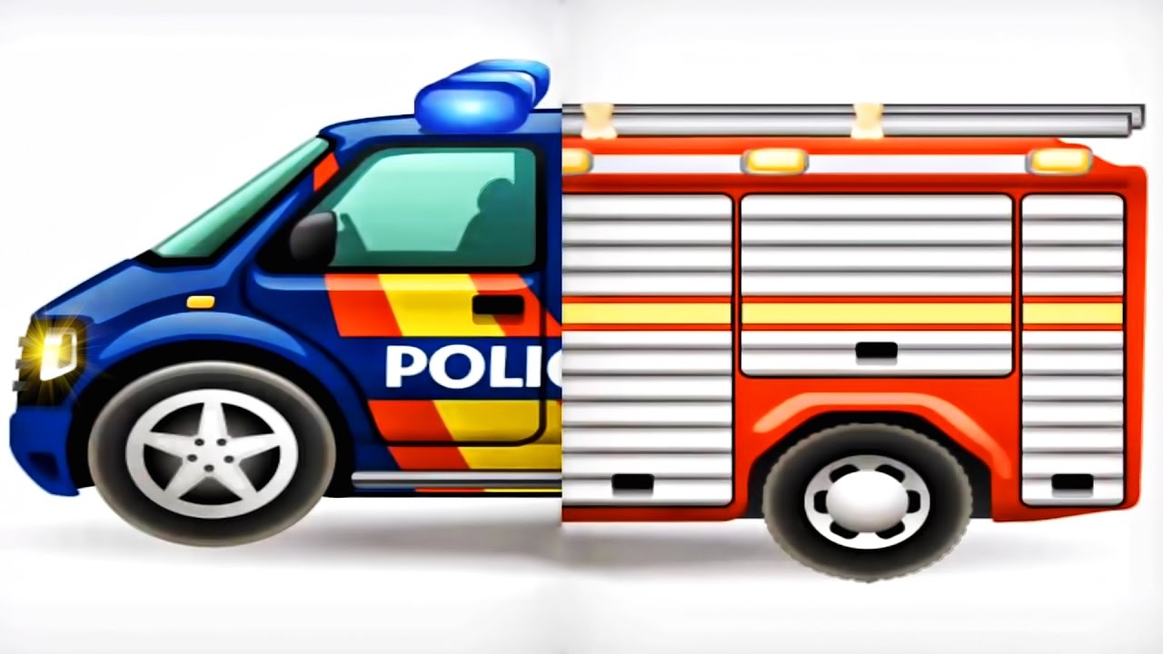 1280x720 Play Vehicles Kids Games Match Police Car,fire Truck,monster Truck