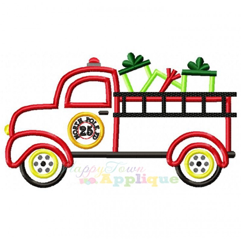 800x800 Christmas Fire Engine Clipart