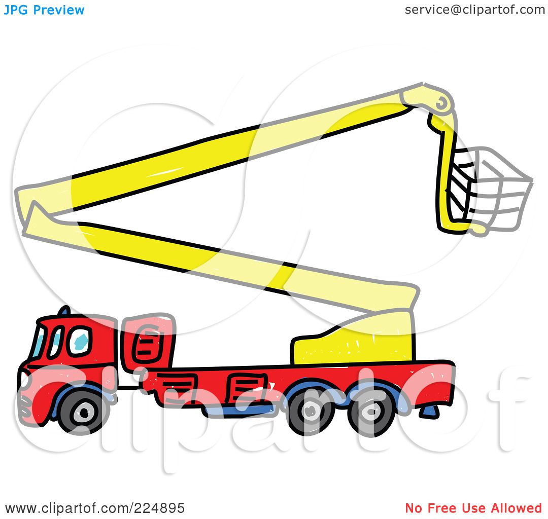 1080x1024 Royalty Free (Rf) Clipart Illustration Of A Sketched Fire Truck