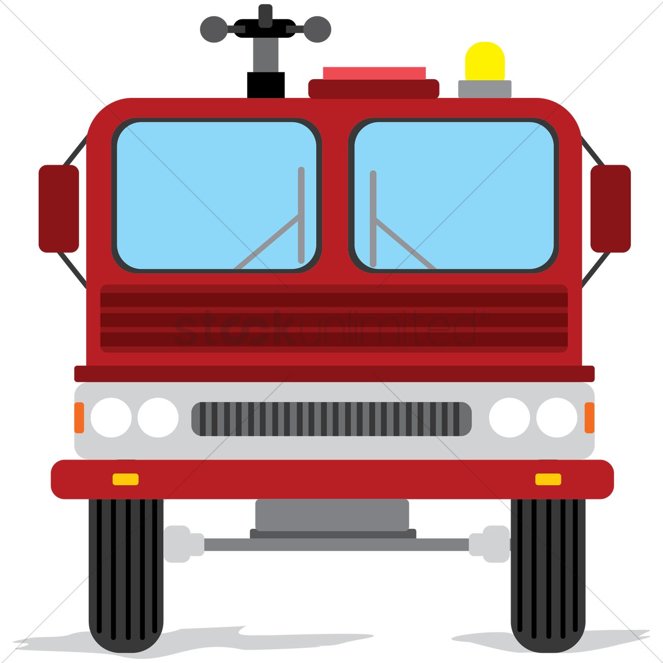 1300x1300 Front View Of Fire Truck Vector Image