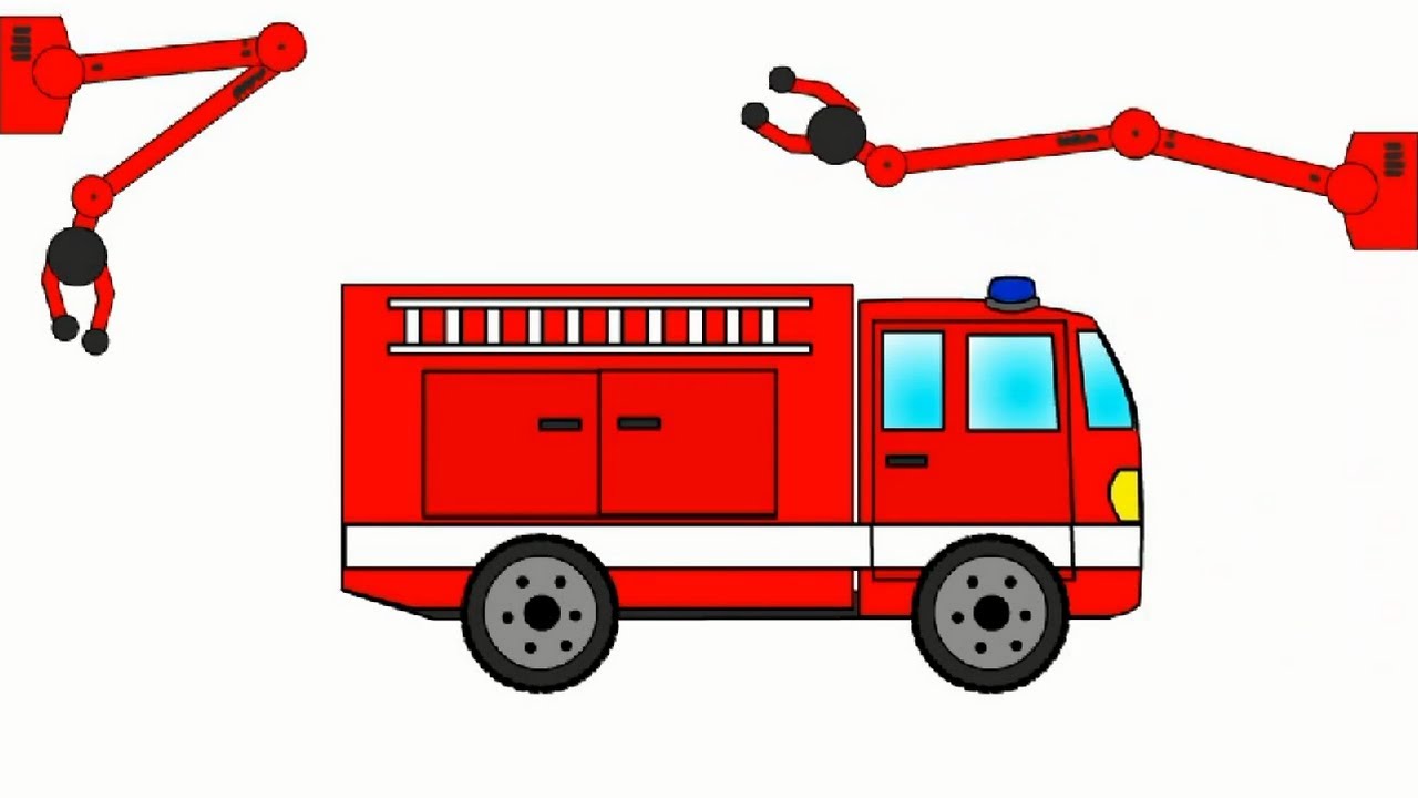 1280x720 Big Construction Fire Truck. Cartoons For Children.