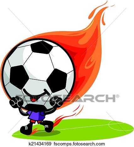 426x470 Clip Art Of Soccer Fireball Character K21434169