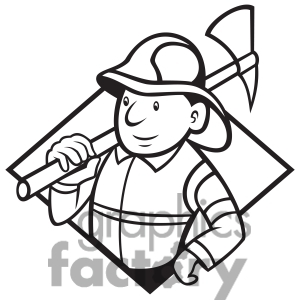300x300 Firefighter Man Clipart Black And White