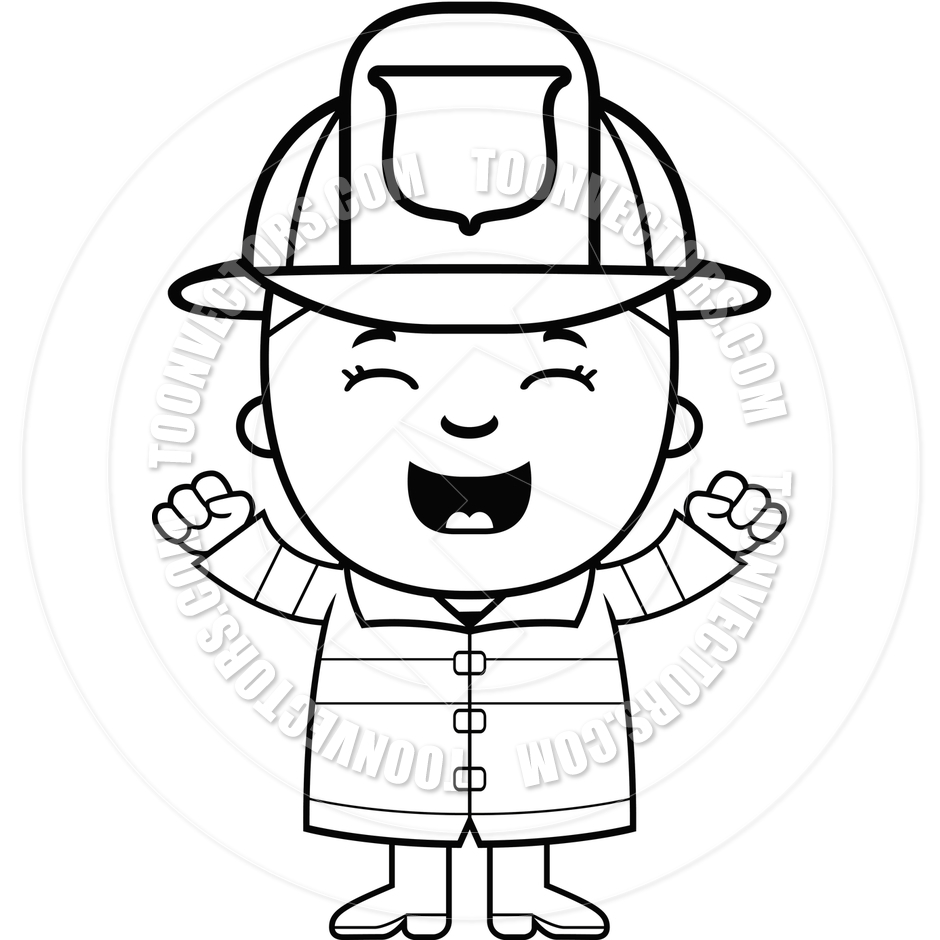 940x940 Boy Firefighter Excited (Black And White Line Art) By Cory Thoman