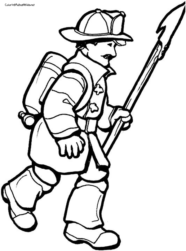 600x811 Firefighter Black And White Cartoon Fire Fighter Free Download