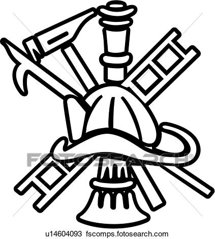 423x470 Clipart Of , Axe, Bugle, Department, Emergency, Emergency Services