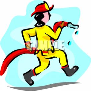 297x300 Art Image A Firefighter Running With A Fire Hose