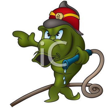 350x350 Cartoon Of A Fish Fire Fighter Holding A Fire Hose