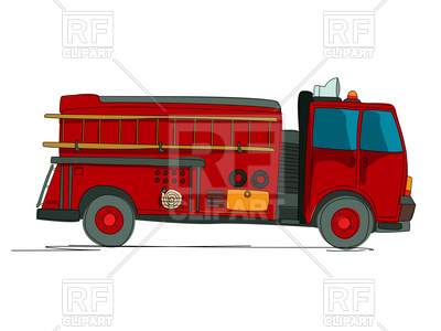 400x300 Side View Of Fire Truck (Fire Fighting Vehicle) Cartoon Sketch