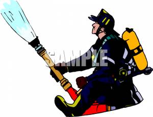 300x229 Fireman Holding A Firehose
