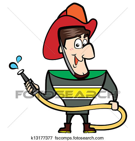 450x470 Clip Art Of Cartoon Fireman K13177377