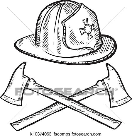 450x468 Clipart Of Firefighter Items Sketch K10374063