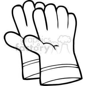 300x300 Royalty Free Black And White Gardening Gloves 379789 Vector Clip
